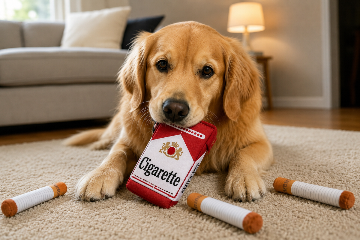 Bad Habit
Dog Toy Set - Plush Cigarette
Pack & Squeaky
Cigarettes
Because every dog deserves a guilty pleasure! 😉