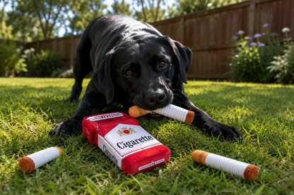 Bad Habit
Dog Toy Set - Plush Cigarette
Pack & Squeaky
Cigarettes
Because every dog deserves a guilty pleasure! 😉