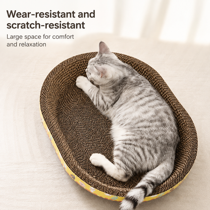 Oval Cat Scratcher Bed – Corrugated Cardboard Scratch Pad