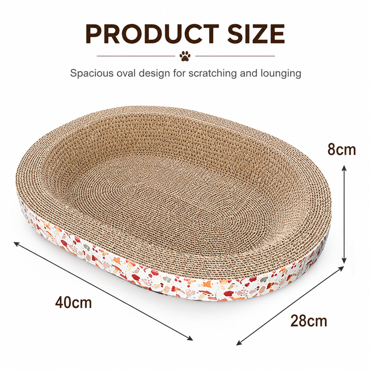 Oval Cat Scratcher Bed – Corrugated Cardboard Scratch Pad
