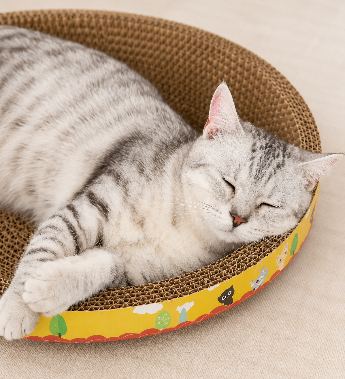 Oval Cat Scratcher Bed – Corrugated Cardboard Scratch Pad