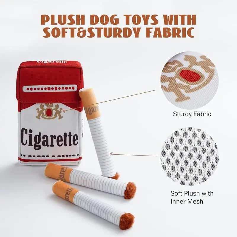 Bad Habit
Dog Toy Set - Plush Cigarette
Pack & Squeaky
Cigarettes
Because every dog deserves a guilty pleasure! 😉