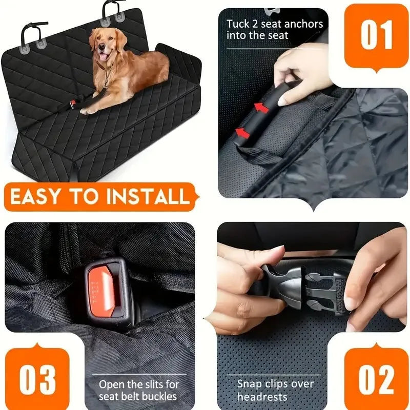 Waterproof Dog Car Seat Cover – Non-Slip Back Seat Protector