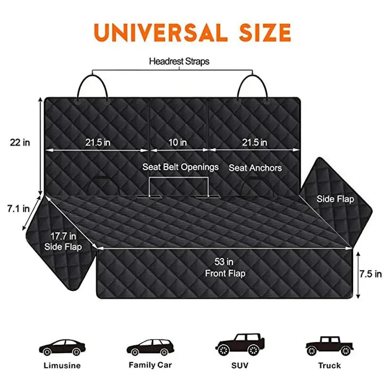 Waterproof Dog Car Seat Cover – Non-Slip Back Seat Protector